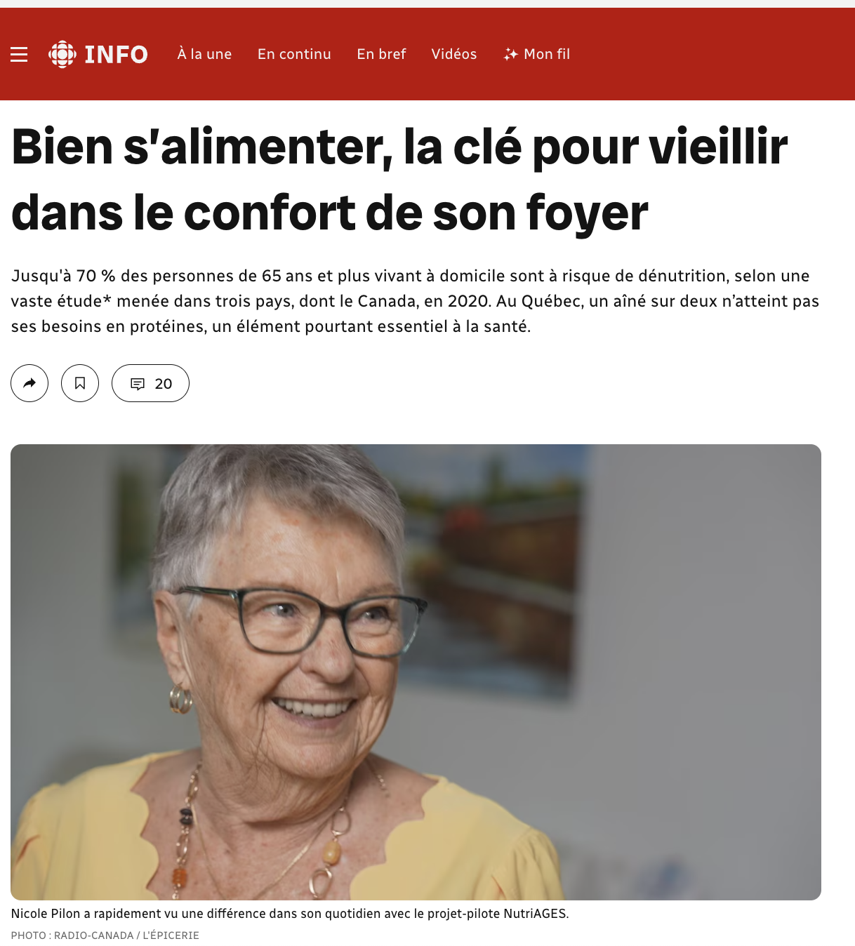 NutriAGES, prévenir la dénutrition chez les aînés.